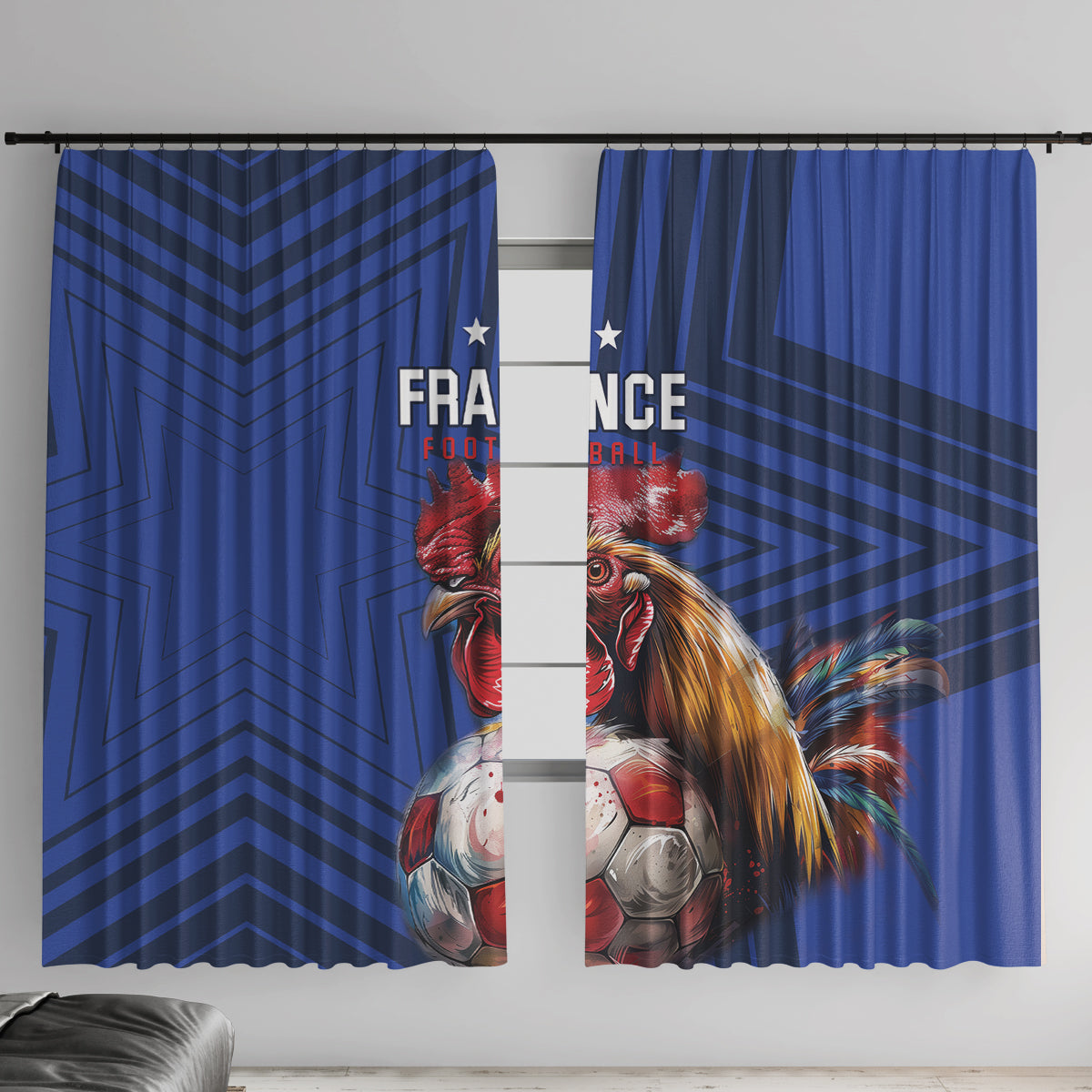 France 2024 Football Window Curtain Allez Les Bleus - Wonder Print Shop