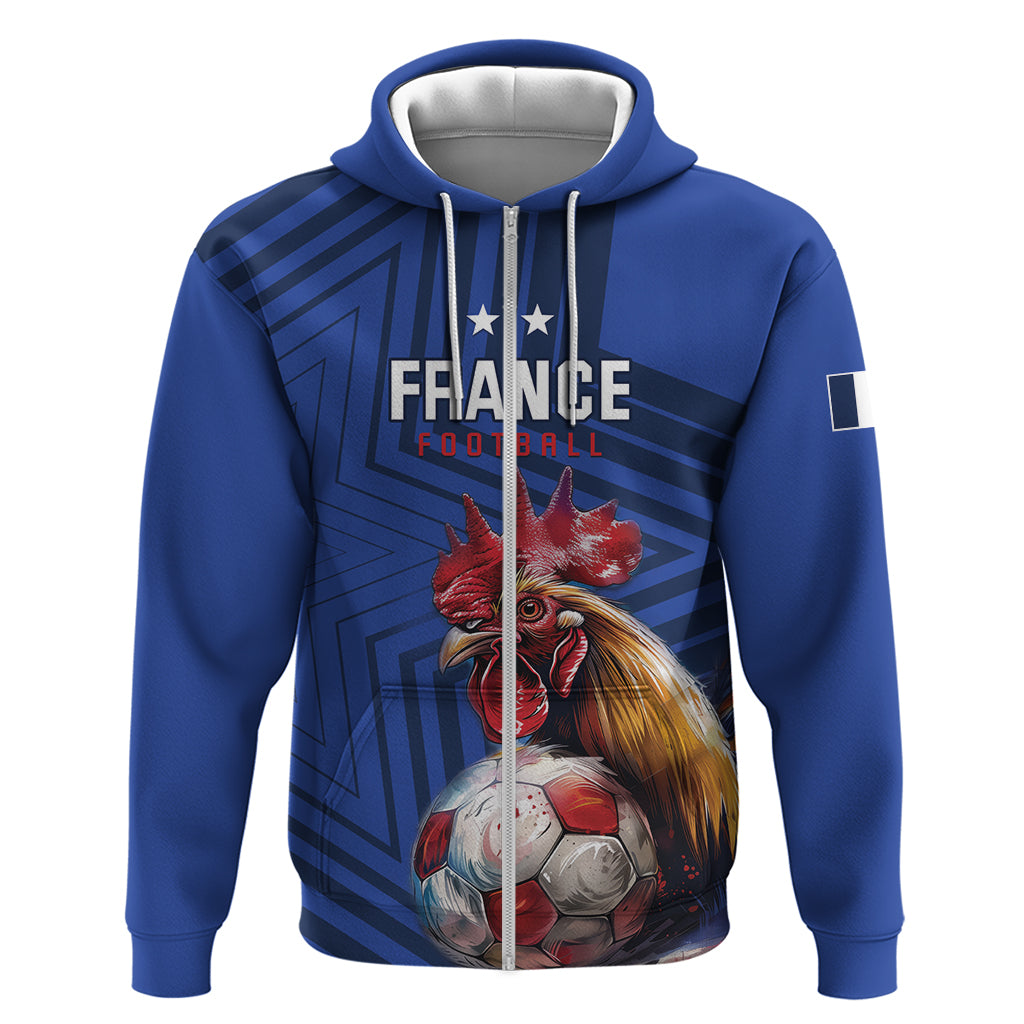 Custom France 2024 Football Zip Hoodie Allez Les Bleus - Wonder Print Shop