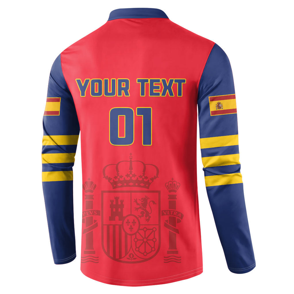 Red and navy football button sweatshirt back with 'YOUR TEXT' and number '01'