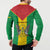 Sao Tome and Principe Independence Day Button Sweatshirt Coat Of Arms Mix African Pattern - Wonder Print Shop