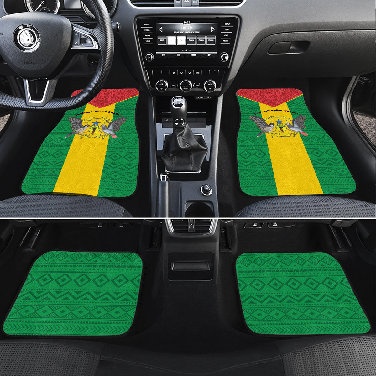 Sao Tome and Principe Independence Day Car Mats Coat Of Arms Mix African Pattern - Wonder Print Shop