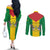 Sao Tome and Principe Independence Day Couples Matching Off The Shoulder Long Sleeve Dress and Long Sleeve Button Shirt Coat Of Arms Mix African Pattern