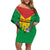 Sao Tome and Principe Independence Day Family Matching Off Shoulder Short Dress and Hawaiian Shirt Coat Of Arms Mix African Pattern - Wonder Print Shop