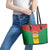 Sao Tome and Principe Independence Day Leather Tote Bag Coat Of Arms Mix African Pattern - Wonder Print Shop