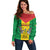 Sao Tome and Principe Independence Day Off Shoulder Sweater Coat Of Arms Mix African Pattern - Wonder Print Shop