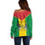 Sao Tome and Principe Independence Day Off Shoulder Sweater Coat Of Arms Mix African Pattern - Wonder Print Shop