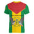 Sao Tome and Principe Independence Day Women V-Neck T-Shirt Coat Of Arms Mix African Pattern