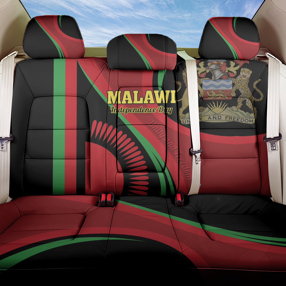 Malawi Independence Day Back Car Seat Cover Unity and Freedom - Wonder Print Shop