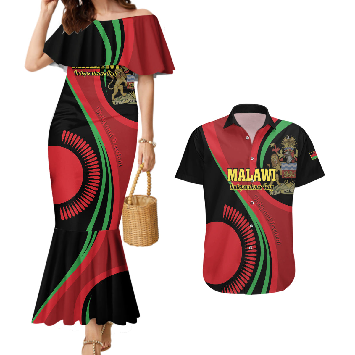 Malawi Independence Day Couples Matching Mermaid Dress and Hawaiian Shirt Unity and Freedom - Wonder Print Shop