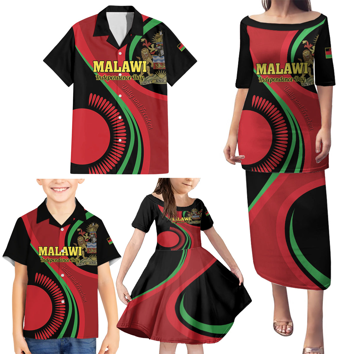 Malawi Independence Day Family Matching Puletasi and Hawaiian Shirt Unity and Freedom - Wonder Print Shop