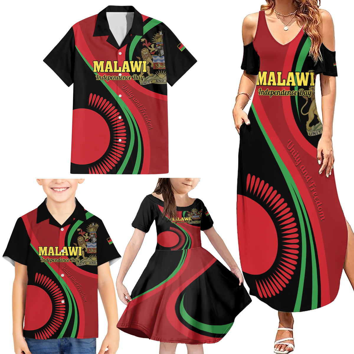 Malawi Independence Day Family Matching Summer Maxi Dress and Hawaiian Shirt Unity and Freedom - Wonder Print Shop