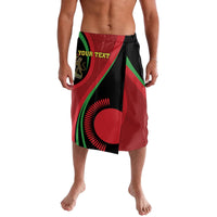 Black lavalava wrap skirt with red and green flag-style circles and side opening