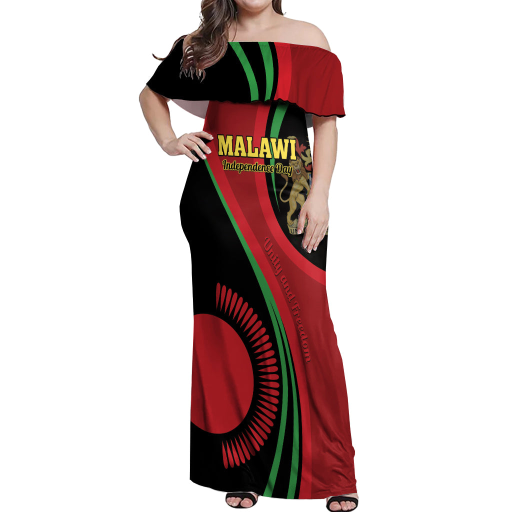 Malawi Independence Day Off Shoulder Maxi Dress Unity and Freedom - Wonder Print Shop