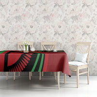 Black Malawi Independence Day tablecloth with red center panel and green stripe accents