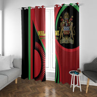 Malawi Independence Day window curtains with black red panels and green stripe details