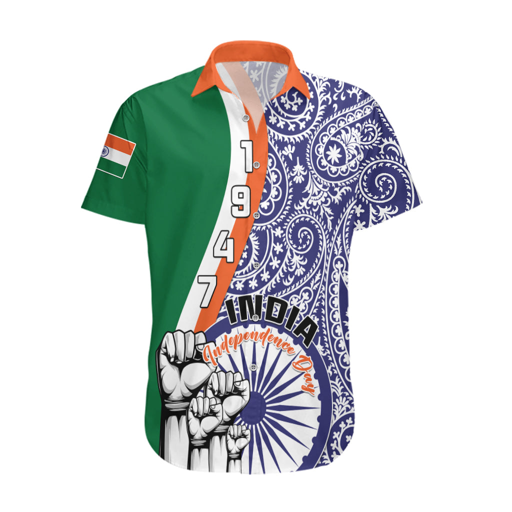 Personalised India Independence Day Hawaiian Shirt Indian Paisley Pattern - Wonder Print Shop