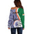 Personalised India Independence Day Off Shoulder Sweater Indian Paisley Pattern - Wonder Print Shop