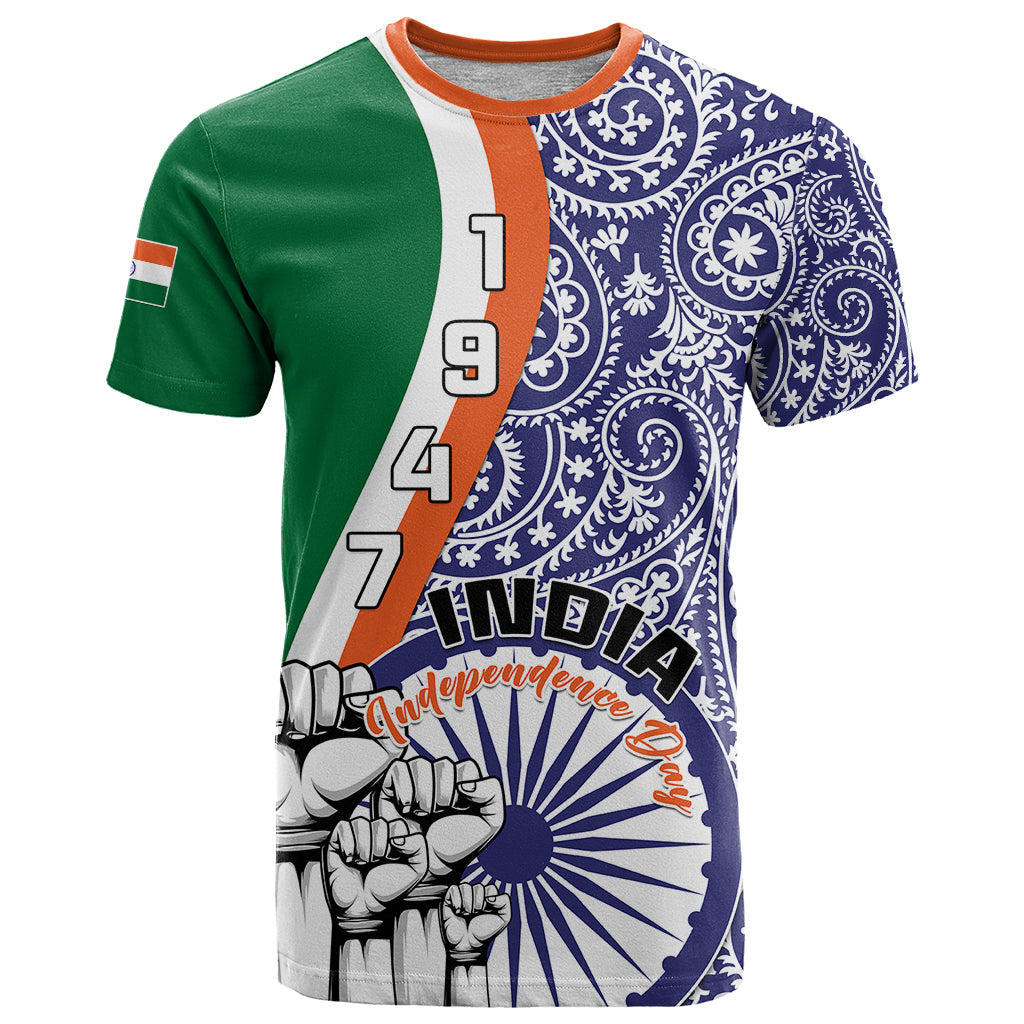 Personalised India Independence Day T Shirt Indian Paisley Pattern - Wonder Print Shop