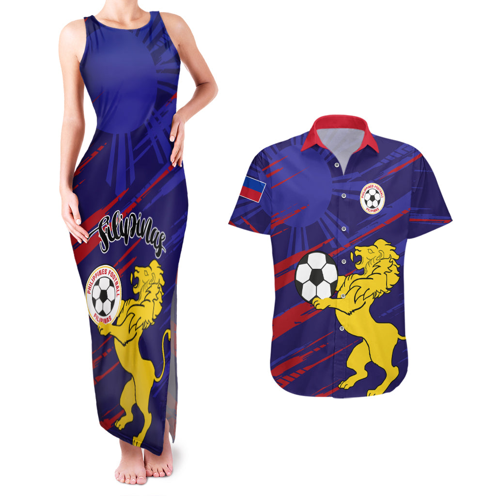 Philippines Football Couples Matching Tank Maxi Dress And Hawaiian Shirt Filipinas Lion Sporty Style - Wonder Print Shop