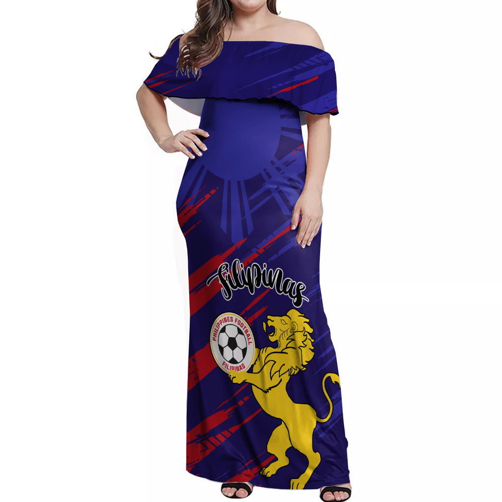 Philippines Football Off Shoulder Maxi Dress Filipinas Lion Sporty Style - Wonder Print Shop