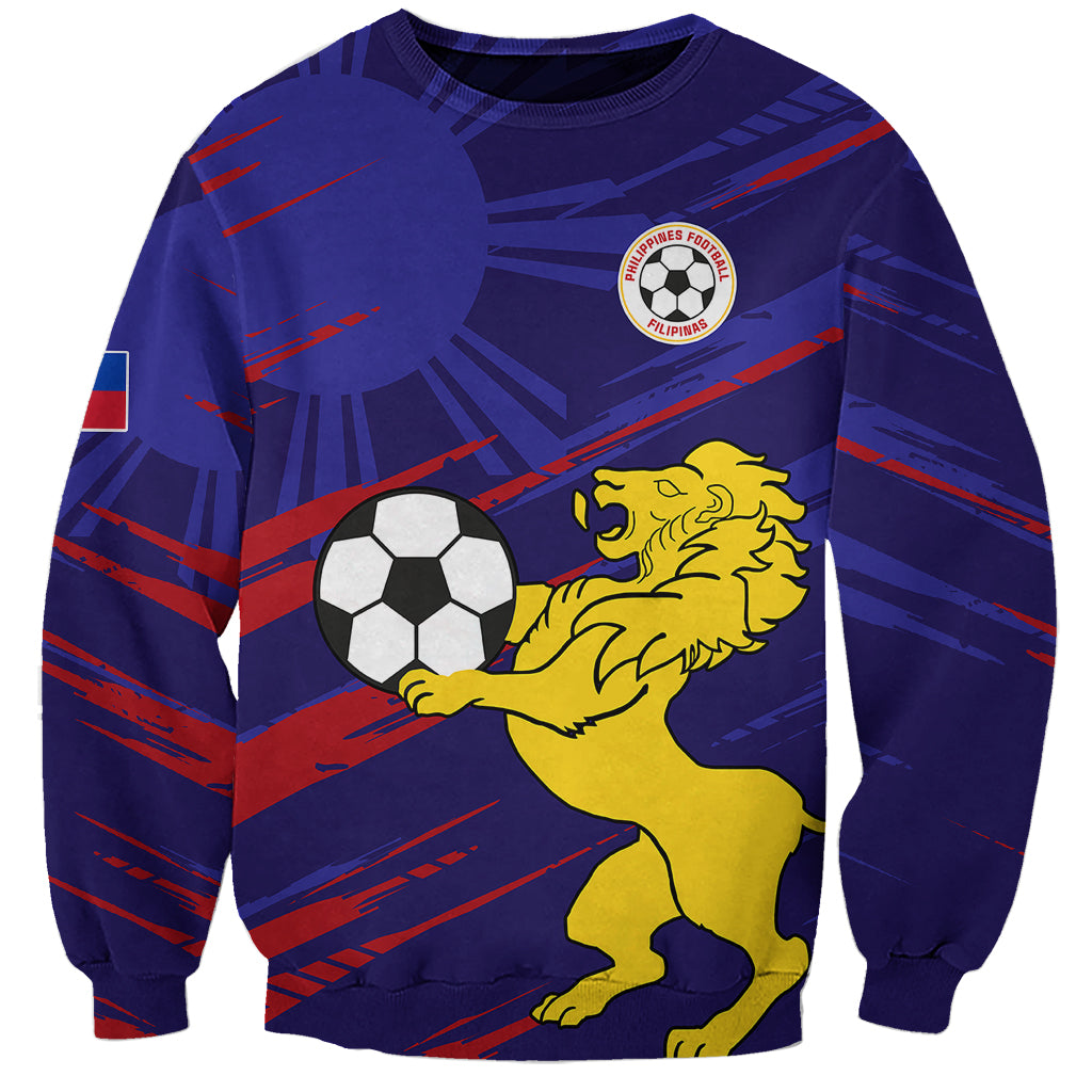 Unisex blue Philippines football sweatshirt with lion graphic and ball on front