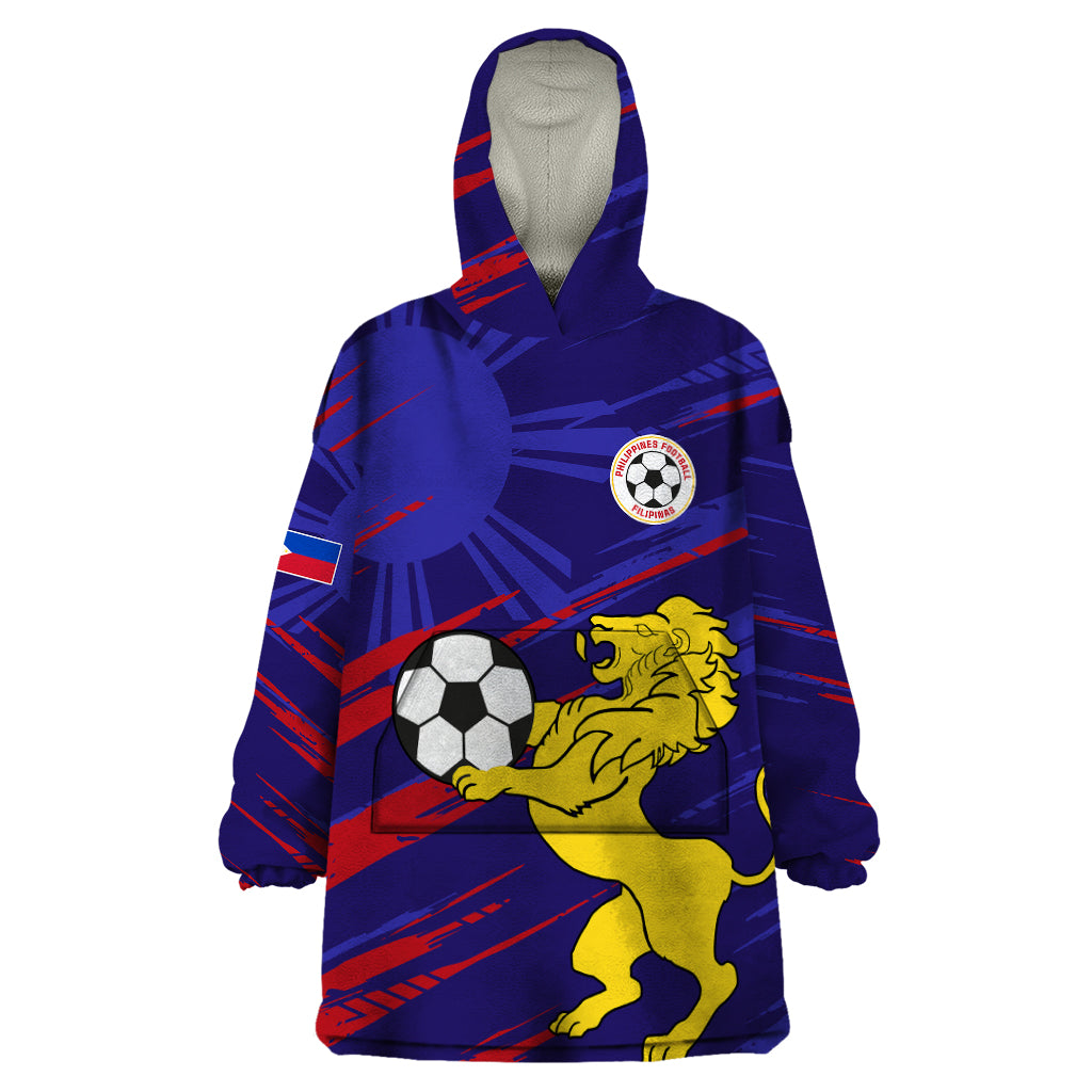 Philippines Football Wearable Blanket Hoodie Filipinas Lion Sporty Style - Wonder Print Shop