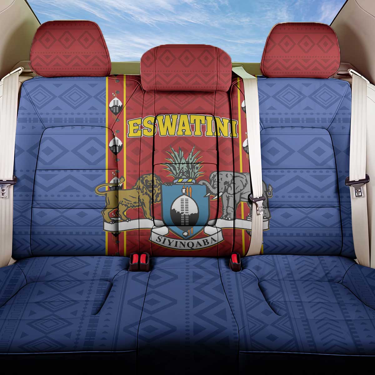 Eswatini African Pattern Back Car Seat Cover Swaziland Shield Siyinqaba - Wonder Print Shop