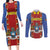 Eswatini African Pattern Couples Matching Long Sleeve Bodycon Dress and Long Sleeve Button Shirt Swaziland Shield Siyinqaba - Wonder Print Shop