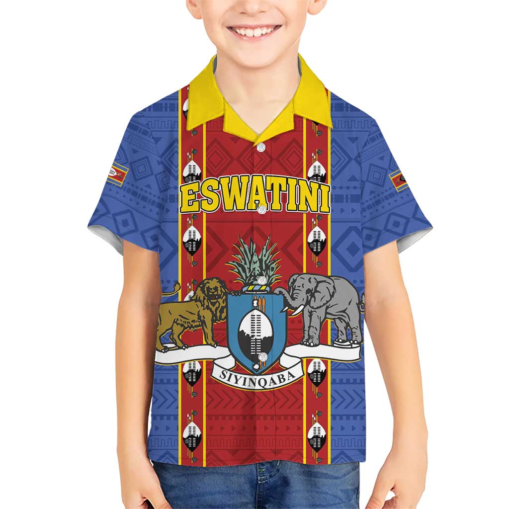 Eswatini African Pattern Kid Hawaiian Shirt Swaziland Shield Siyinqaba - Wonder Print Shop