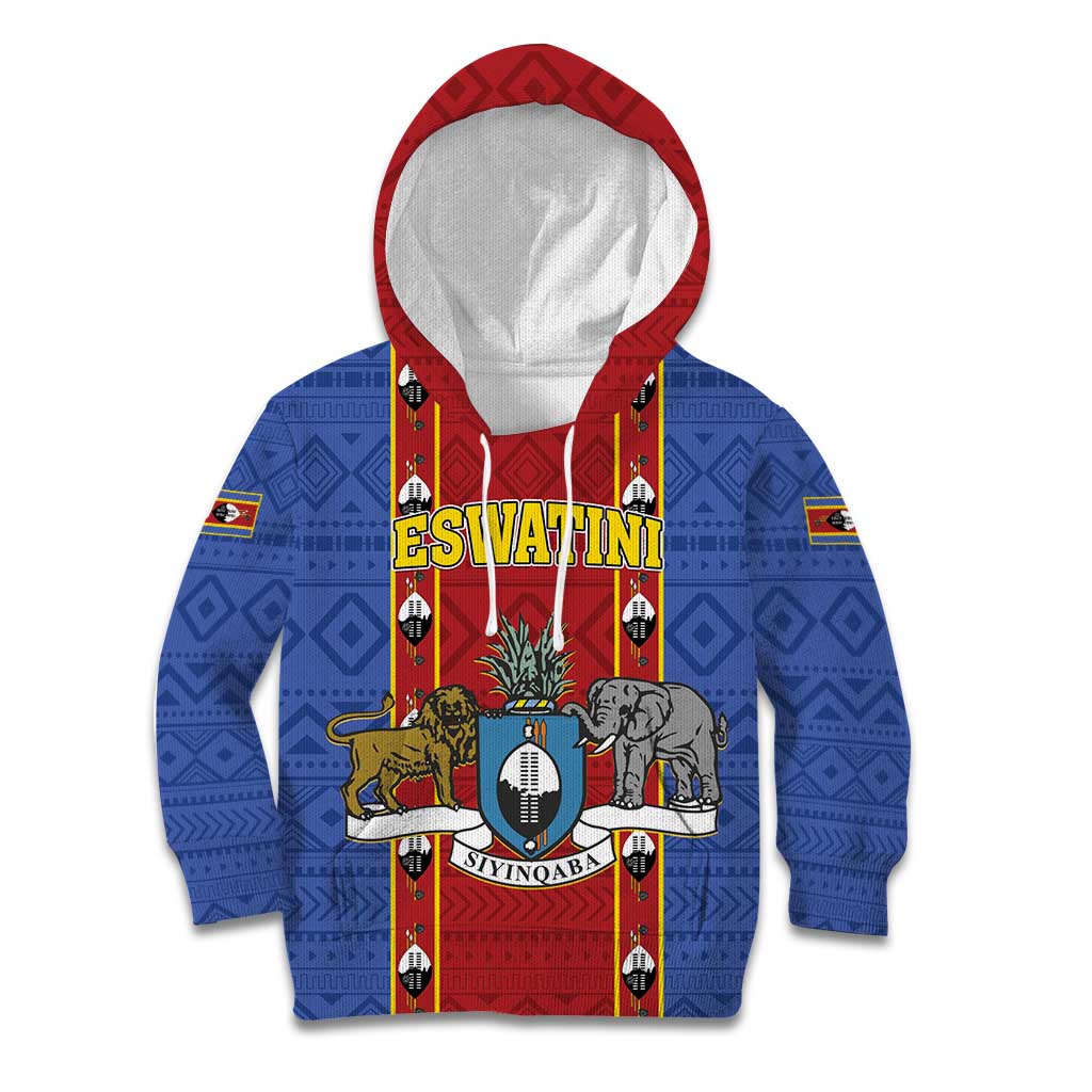 Eswatini African Pattern Kid Hoodie Swaziland Shield Siyinqaba - Wonder Print Shop