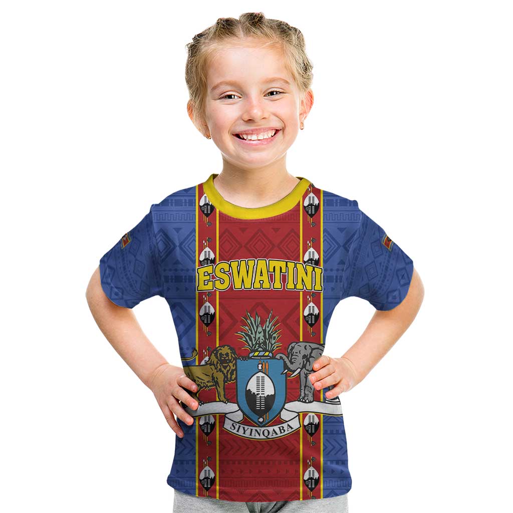 Eswatini African Pattern Kid T Shirt Swaziland Shield Siyinqaba - Wonder Print Shop