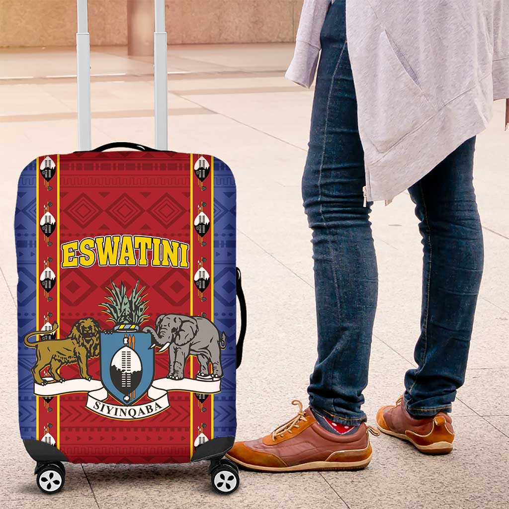 Eswatini African Pattern Luggage Cover Swaziland Shield Siyinqaba - Wonder Print Shop