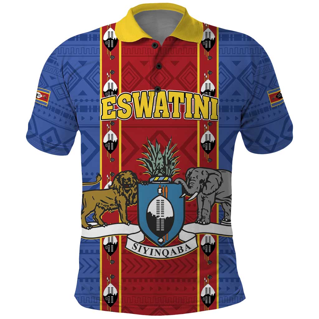 Eswatini African Pattern Polo Shirt Swaziland Shield Siyinqaba - Wonder Print Shop