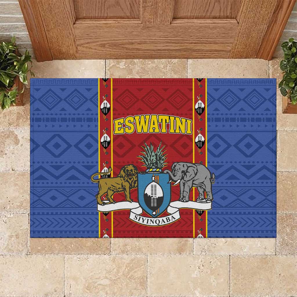 Eswatini African Pattern Rubber Doormat Swaziland Shield Siyinqaba - Wonder Print Shop