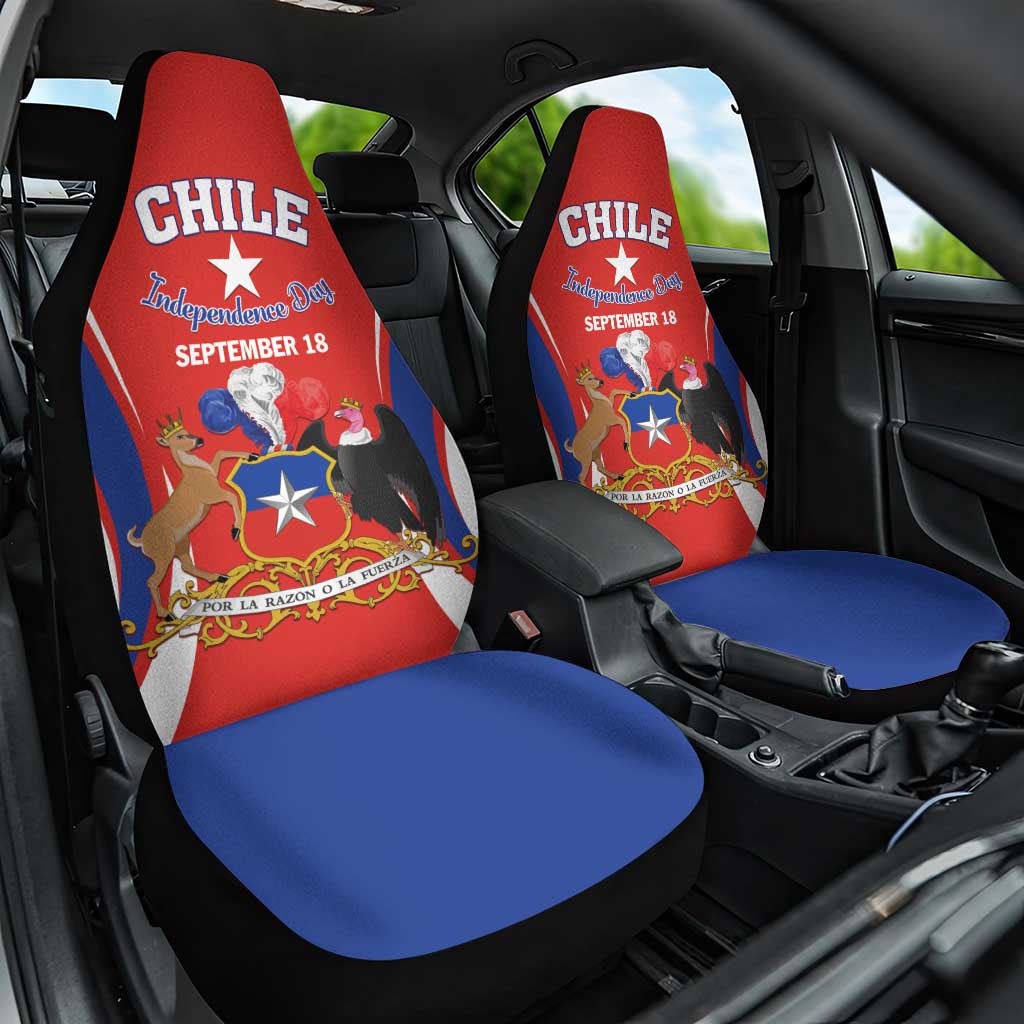 Chile Independence Day Car Seat Cover September 18 Por la razon o la fuerza - Wonder Print Shop