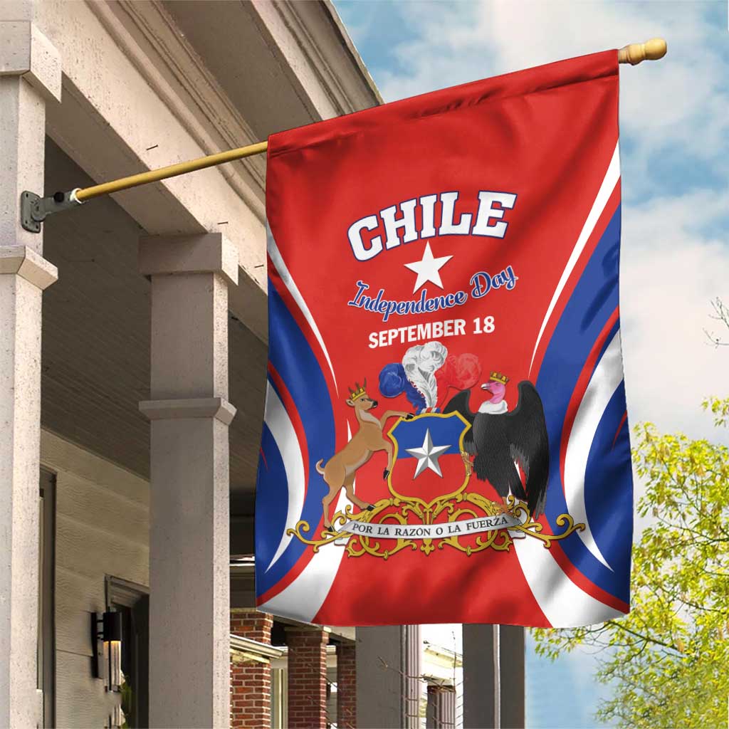 Chile Independence Day Garden Flag September 18 Por la razon o la fuerza - Wonder Print Shop