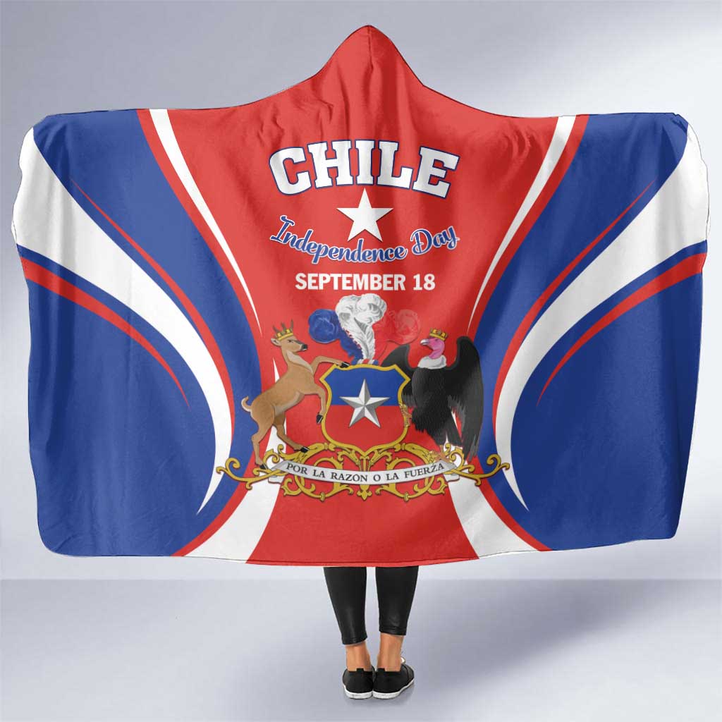 Chile Independence Day Hooded Blanket September 18 Por la razon o la fuerza