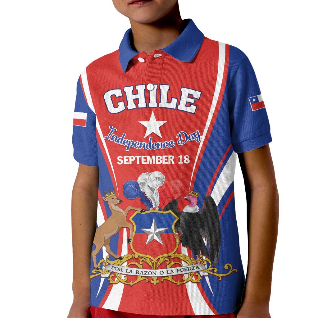 Chile Independence Day Kid Polo Shirt September 18 Por la razon o la fuerza - Wonder Print Shop