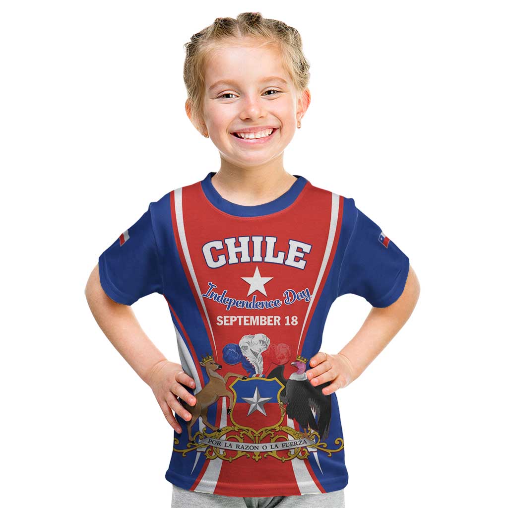 Chile Independence Day Kid T Shirt September 18 Por la razon o la fuerza - Wonder Print Shop