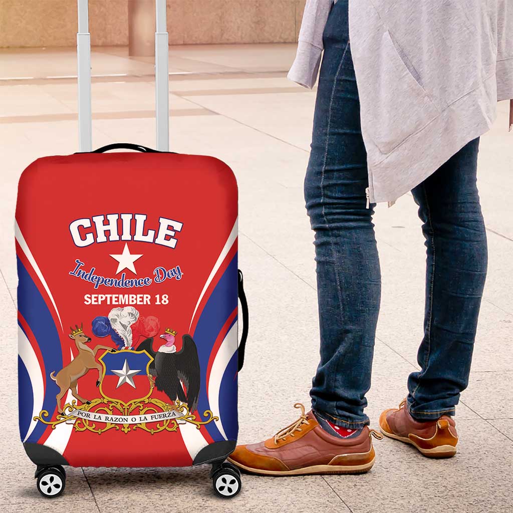 Chile Independence Day Luggage Cover September 18 Por la razon o la fuerza - Wonder Print Shop