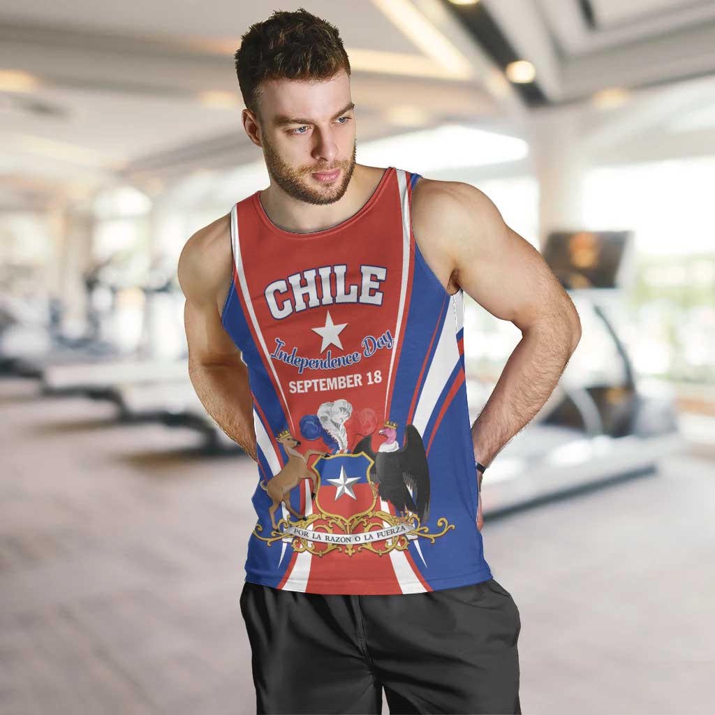 Chile Independence Day Men Tank Top September 18 Por la razon o la fuerza - Wonder Print Shop