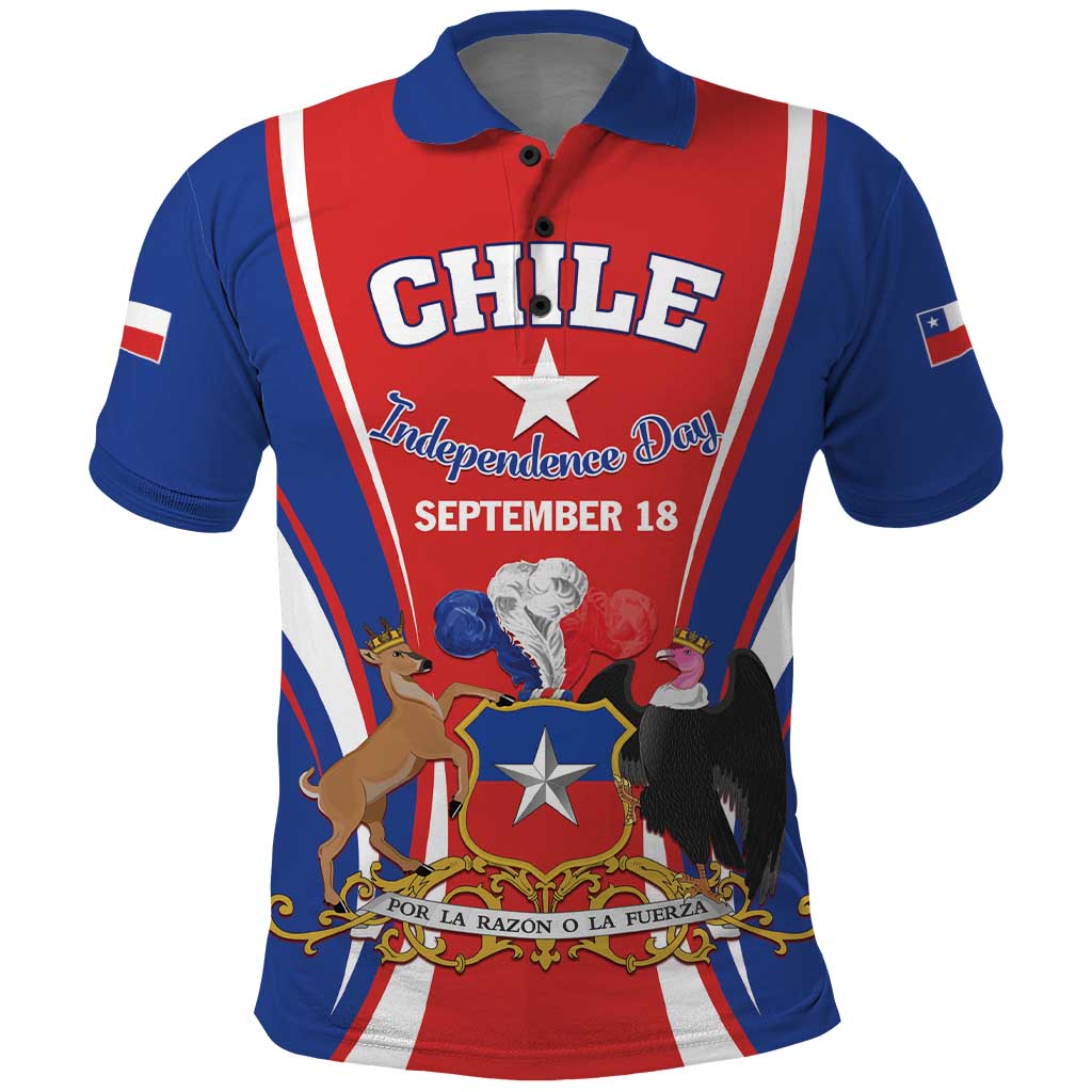 Chile Independence Day Polo Shirt September 18 Por la razon o la fuerza - Wonder Print Shop