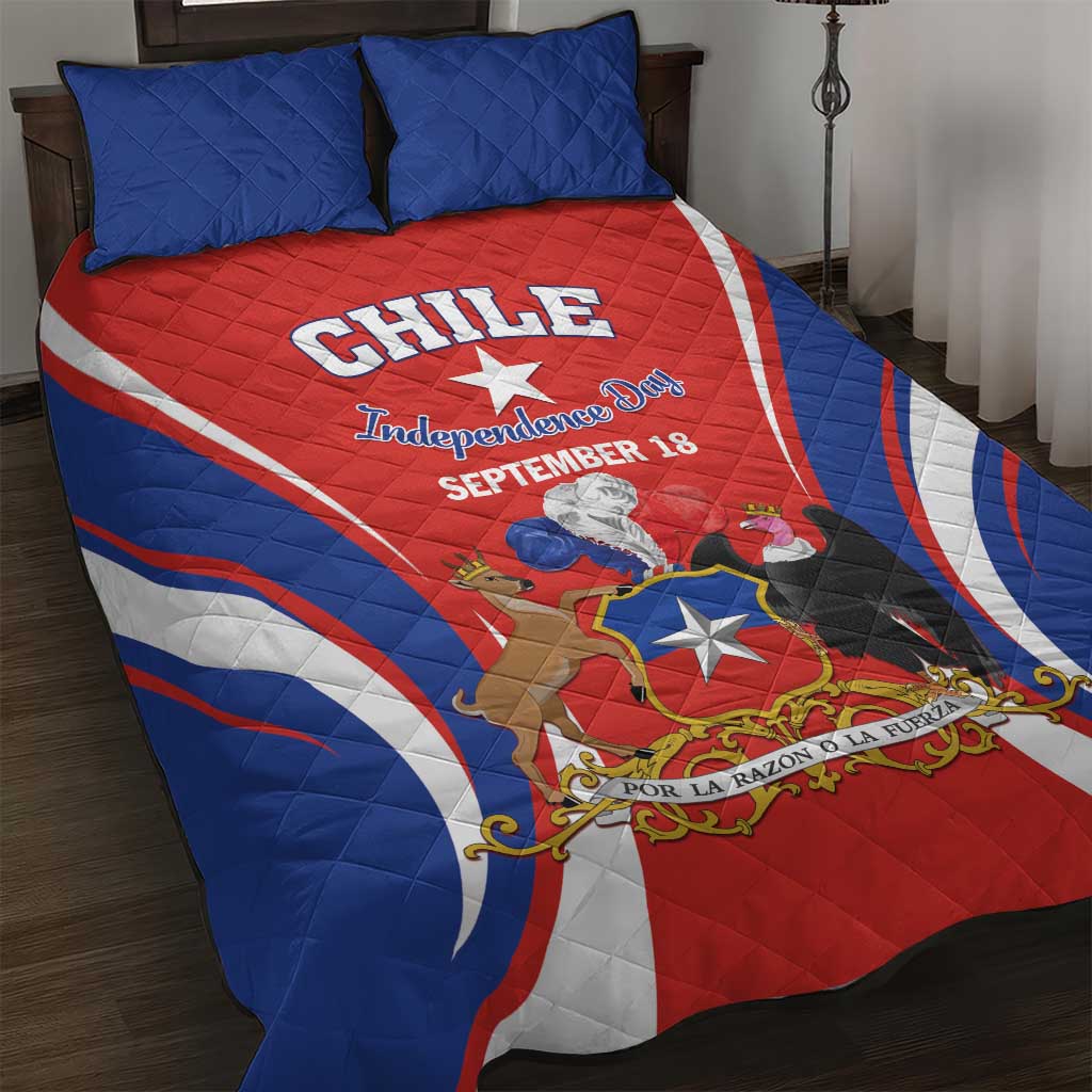 Chile Independence Day Quilt Bed Set September 18 Por la razon o la fuerza - Wonder Print Shop