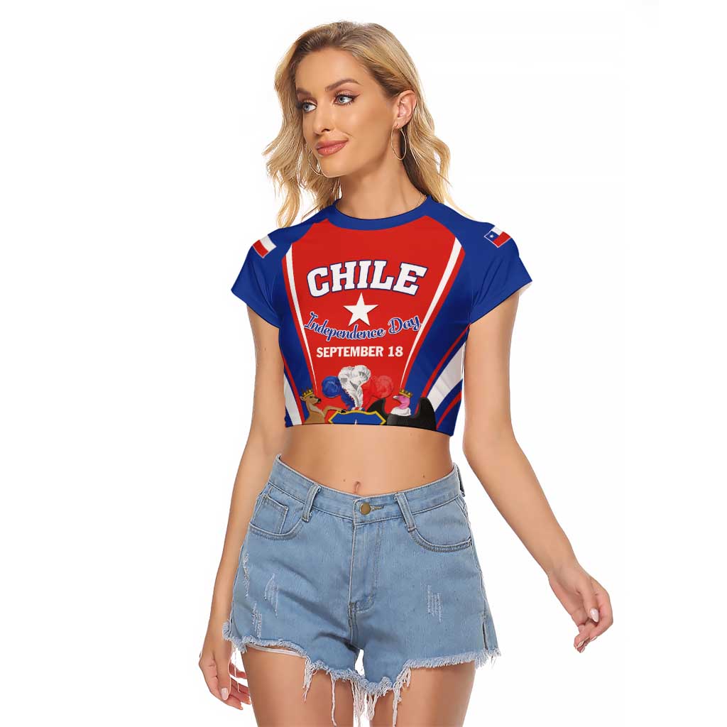 Chile Independence Day Raglan Cropped T Shirt September 18 Por la razon o la fuerza - Wonder Print Shop