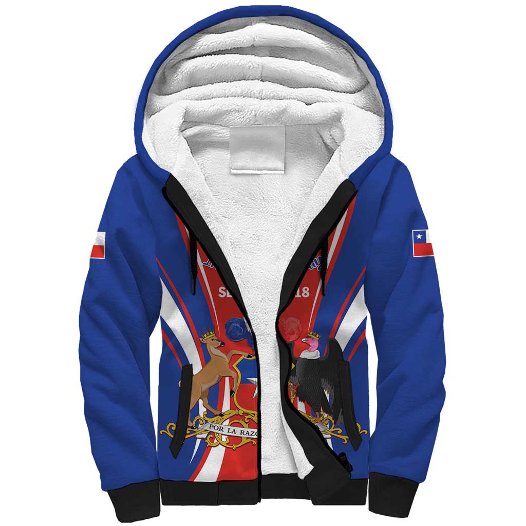 Chile Independence Day Sherpa Hoodie September 18 Por la razon o la fuerza - Wonder Print Shop