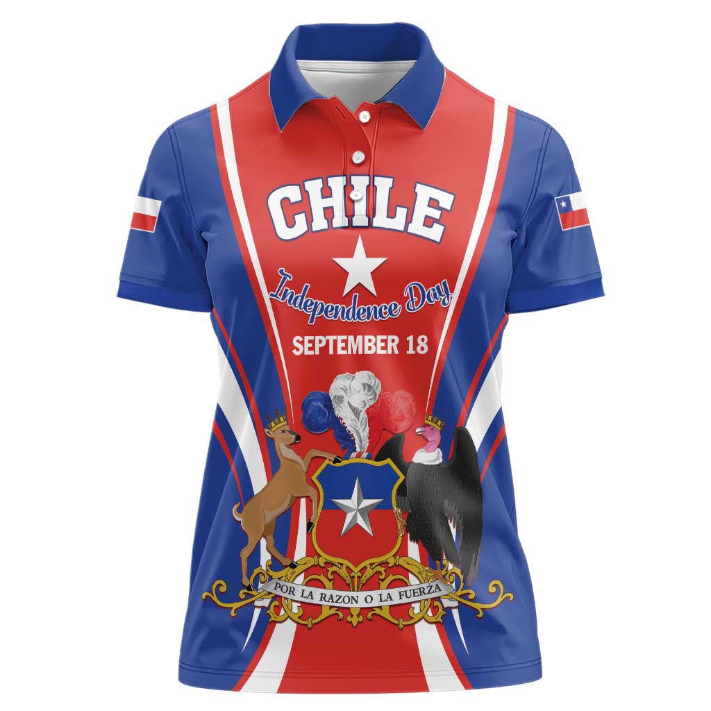 Chile Independence Day Women Polo Shirt September 18 Por la razon o la fuerza - Wonder Print Shop