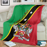 Green, black, and red Saint Kitts and Nevis themed blanket with crest and wings graphic