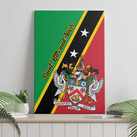 Green canvas wall art with diagonal black panel, stars, and coat of arms crest.