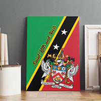 Green canvas wall art with diagonal black panel, twin stars, and coat of arms crest.