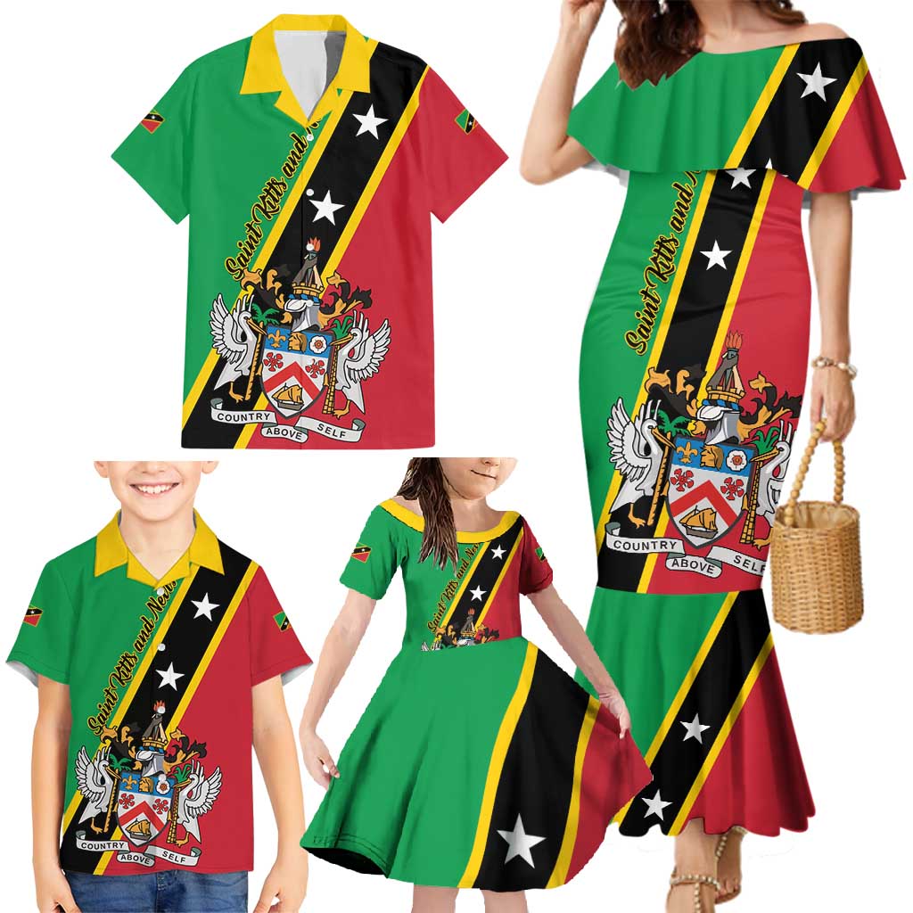 Saint Kitts and Nevis Family Matching Mermaid Dress and Hawaiian Shirt Country Above Self - Wonder Print Shop